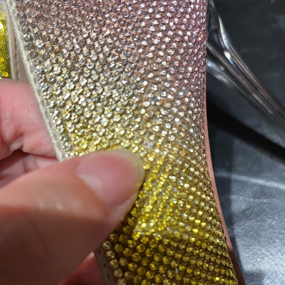 Danyah Pump Embellish Rhinestone Crystal Colorblock Rainbow Neon Clear Stilettos - Picture 15 of 15